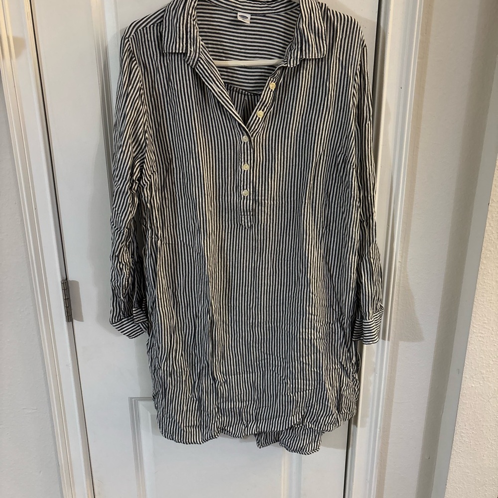 Old Navy Blue and White Striped Tunic Dress Size XL